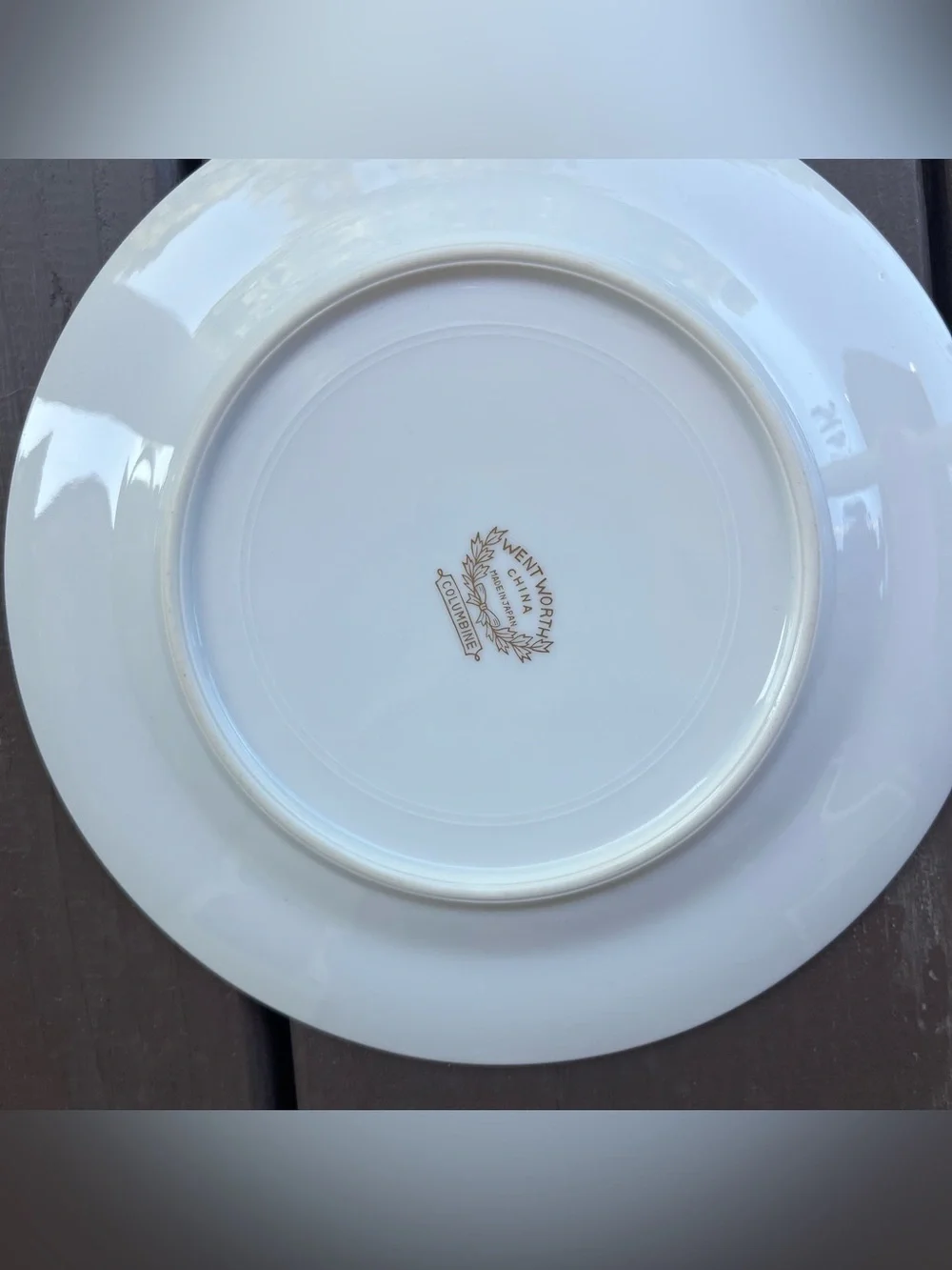 Vintage Wentworth China 4 Columbine Green Floral Salad Plates Gold Trim Cottage